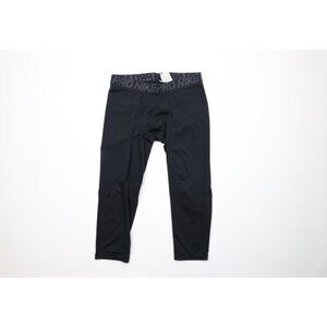 Nike Pro Mens Large Thrashed Training Running Spandex Capris Pants Tights Black